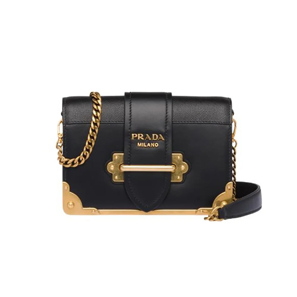 Prada Leather Prada Cahier Bag for Women in Black Prada Leather Prada Cahier Bag for Women in Black