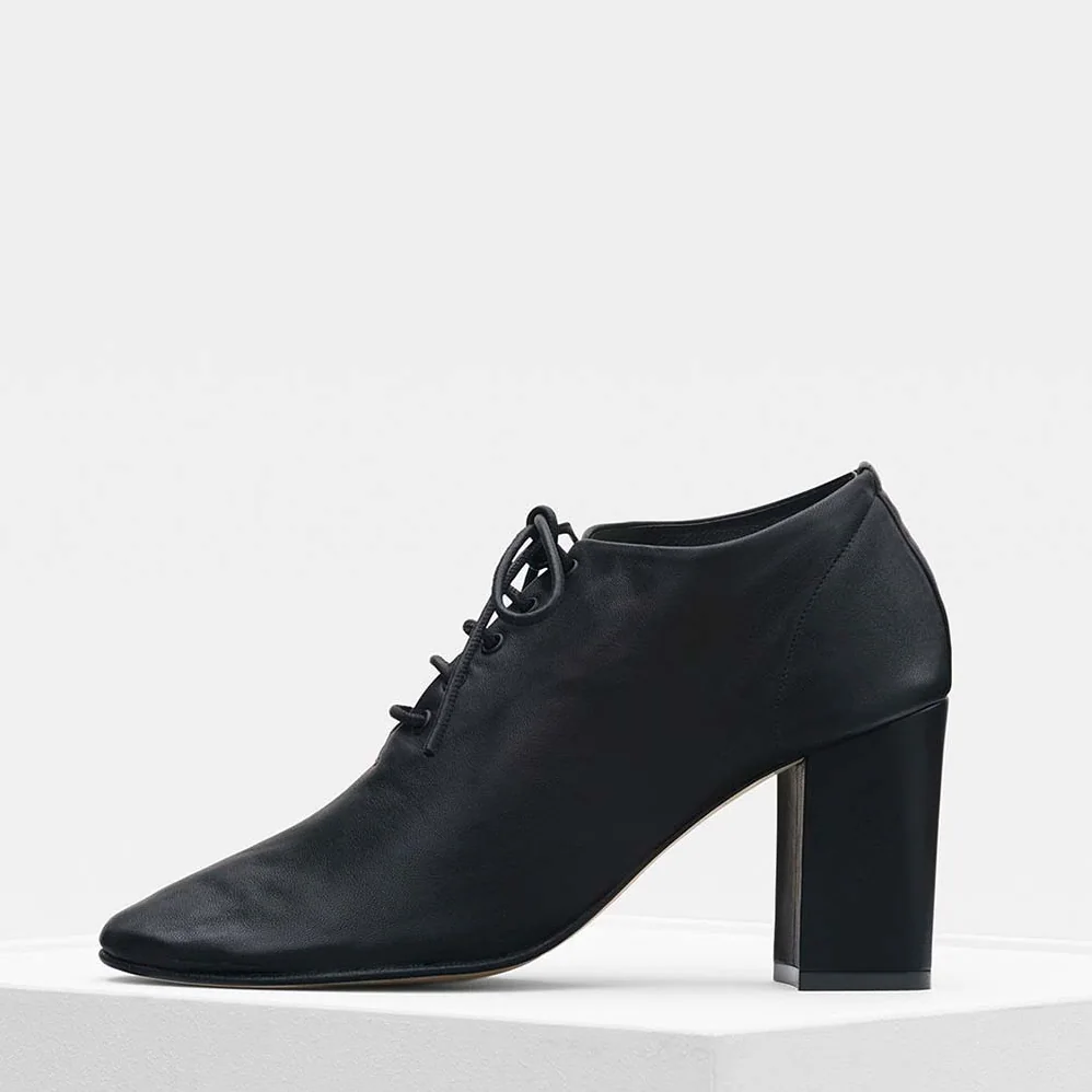 Celine Shoes Soft Dance Lace-up Loafer in Nappa Lambskin 80mm Heel for Women in Black Celine Shoes Soft Dance Lace-up Loafer in Nappa Lambskin 80mm Heel for Women in Black