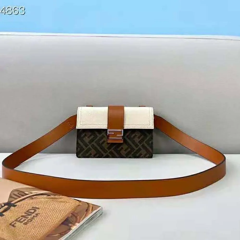 Fendi Baguette Pouch Brown Fabric Bag for Men in Brown Fendi Baguette Pouch Brown Fabric Bag for Men in Brown