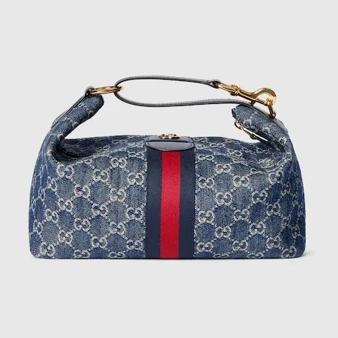 Gucci Vanity Medium Top Handle Bag / Blue/ White Light Gold Hardware Gucci Vanity Medium Top Handle Bag / Blue/ White Light Gold Hardware