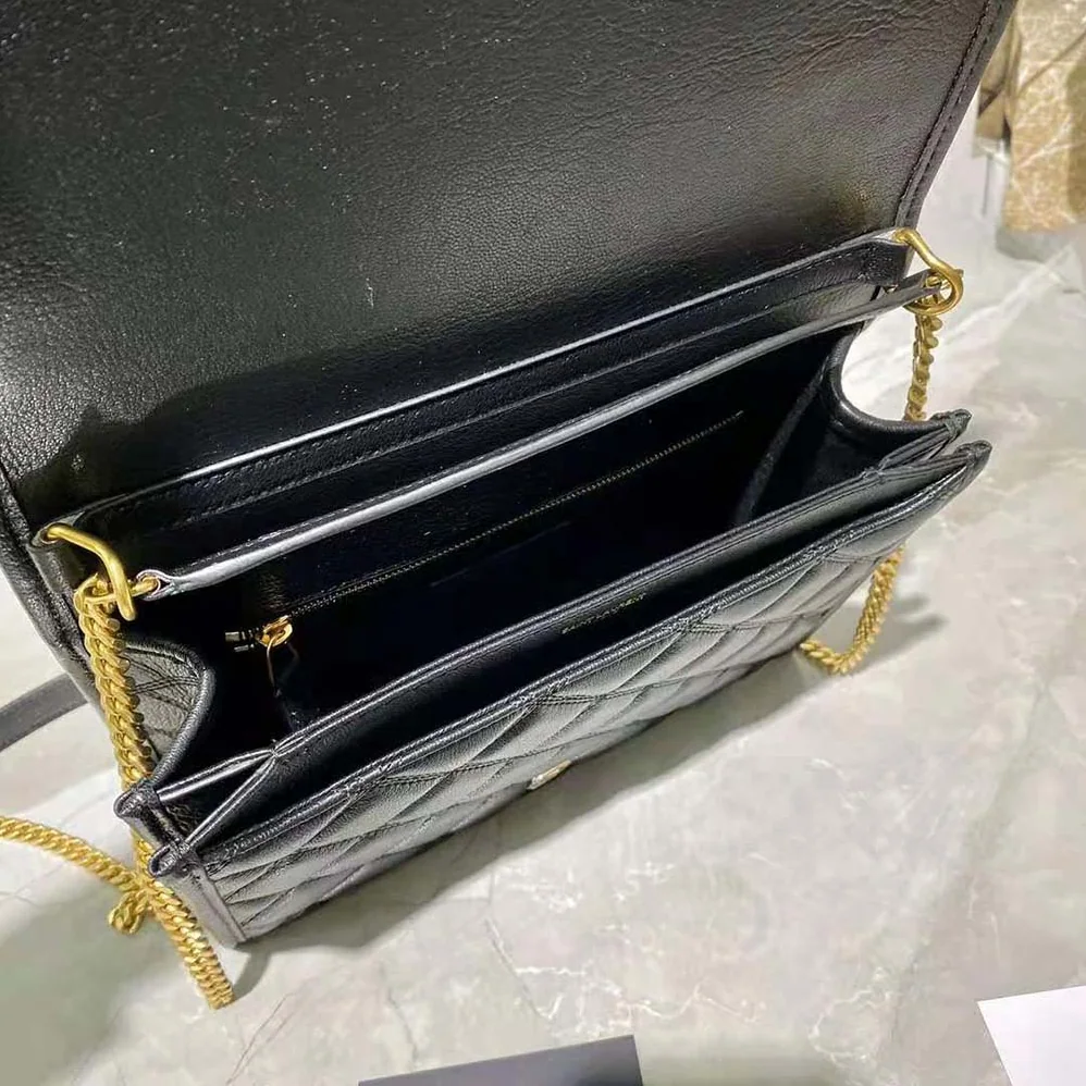 Saint Laurent YSL Becky Mini Chain Bag in Carre for Women in Quilted Lambskine