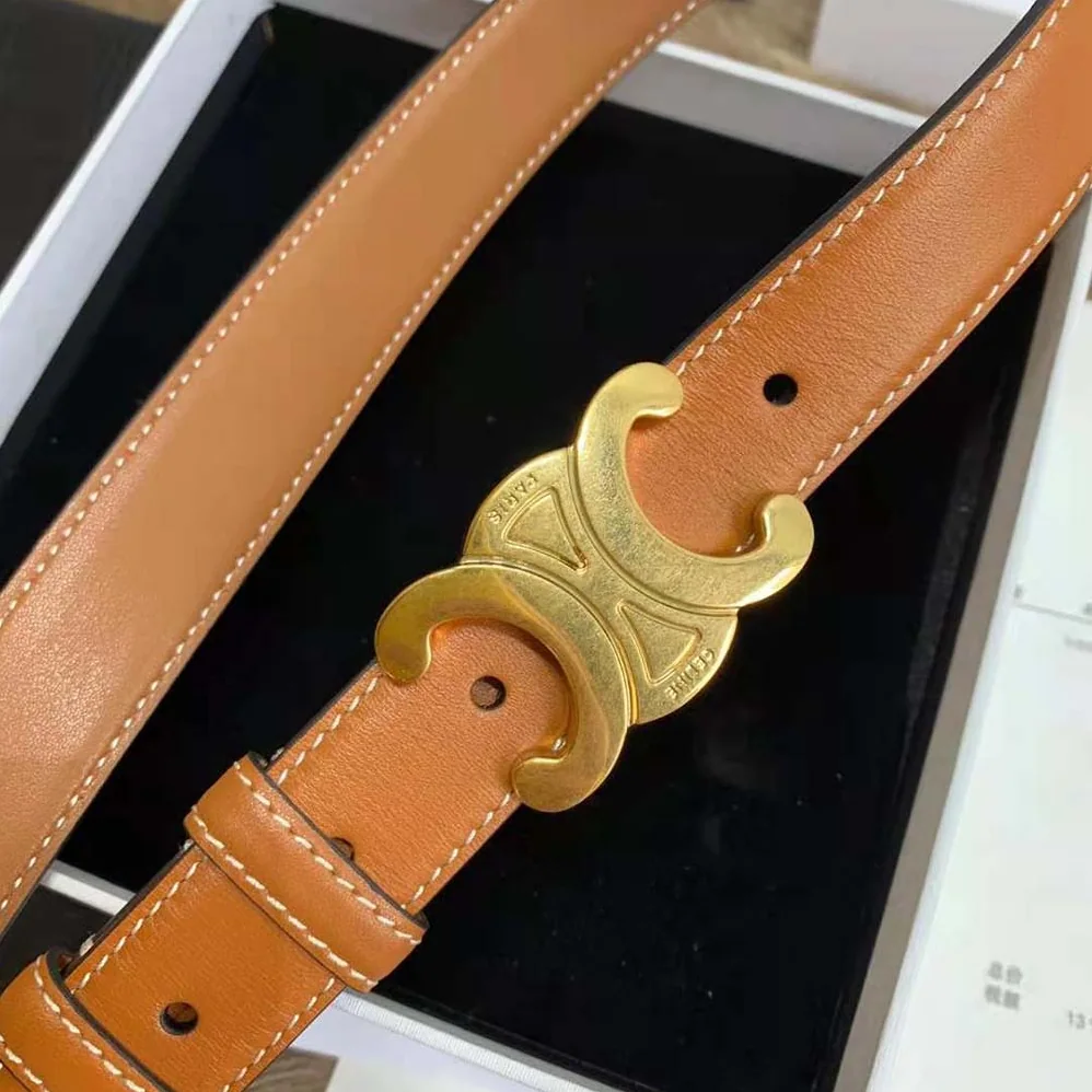 Celine Triomphe Belt in Natural Calfskin for Women in Brown