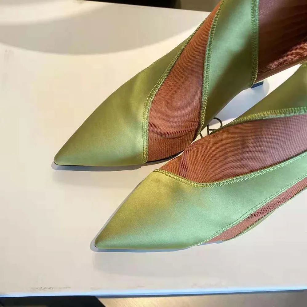 Jimmy Choo Mugler Sock Ankle Boot Neon Yellow and Nude Sheer Spiral Stretch Fabric for Women Jimmy Choo Mugler Sock Ankle Boot Neon Yellow and Nude Sheer Spiral Stretch Fabric for Women