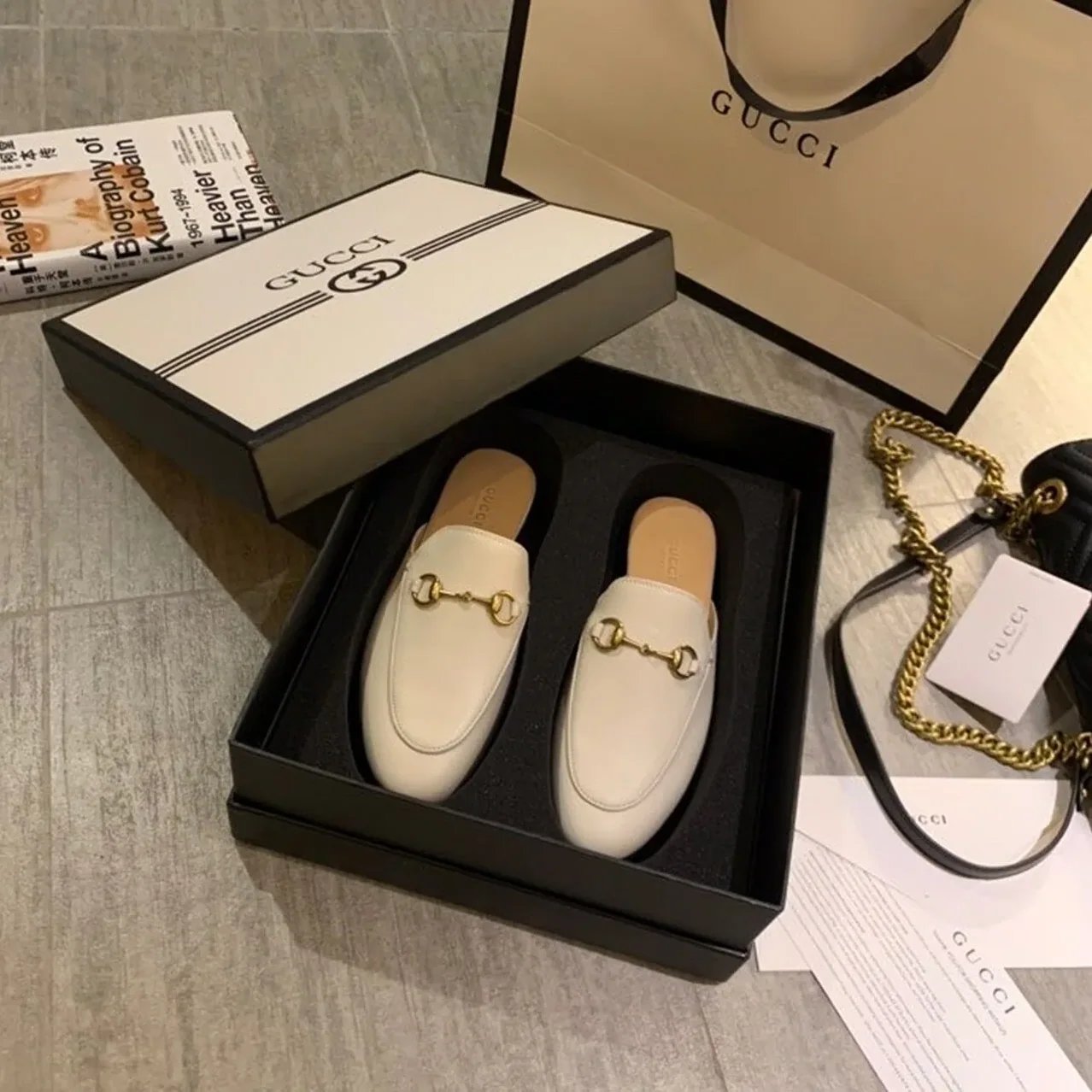 Gucci Princetown Slipper White GG for Women Gucci Princetown Slipper White GG for Women
