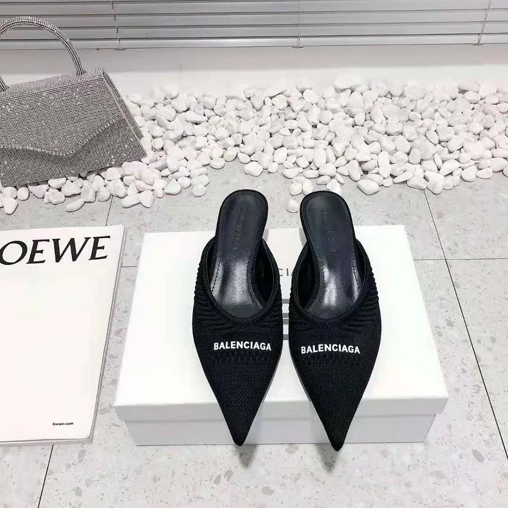 Balenciaga Knife 2 0 40mm Mule in Black and White Textured Recycled Knit for Women