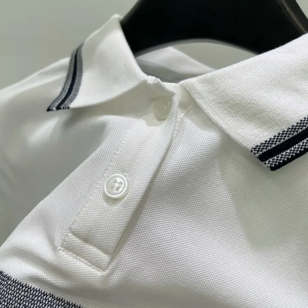 Dior Polo Shirt White and Navy Blue Cotton Jersey for Women