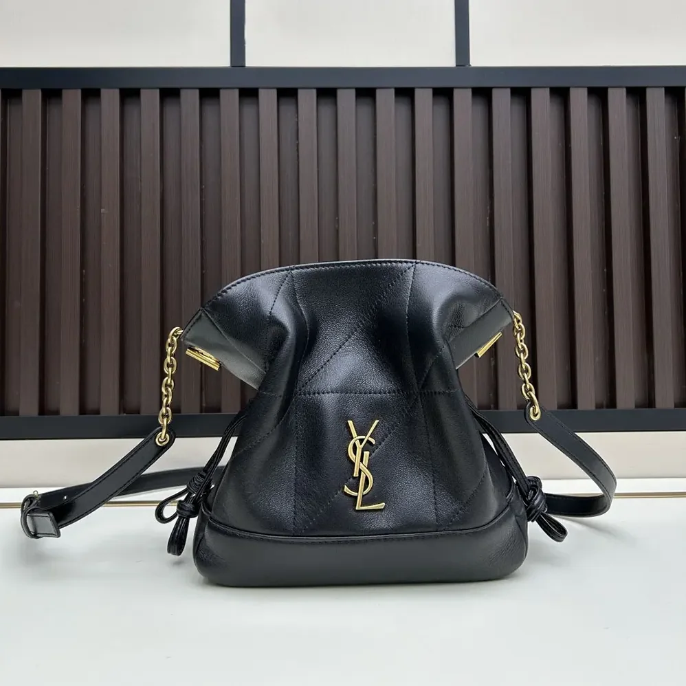Saint Laurent YSL Jamie Mini Shoulder Pouch in Lambskin for Women in Black Saint Laurent YSL Jamie Mini Shoulder Pouch in Lambskin for Women in Black