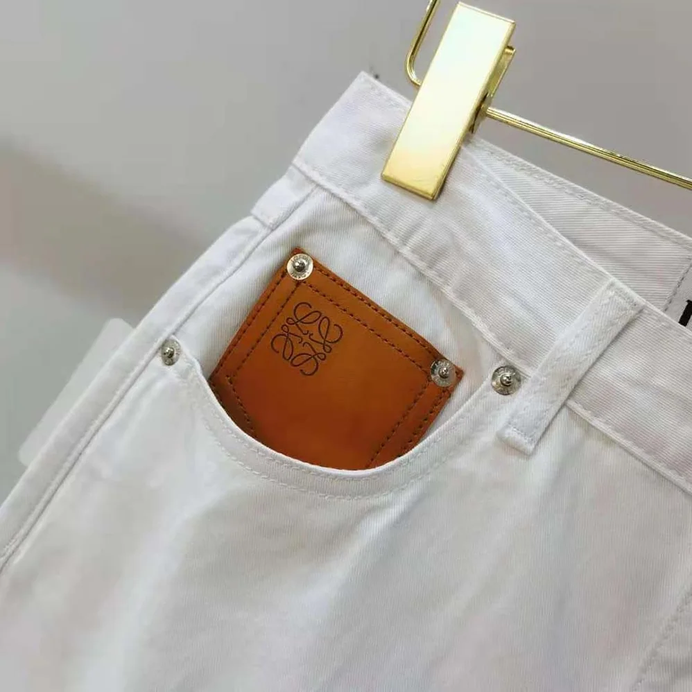 Loewe Fisherman Turn up Jeans in Denim for Women in White Loewe Fisherman Turn up Jeans in Denim for Women in White
