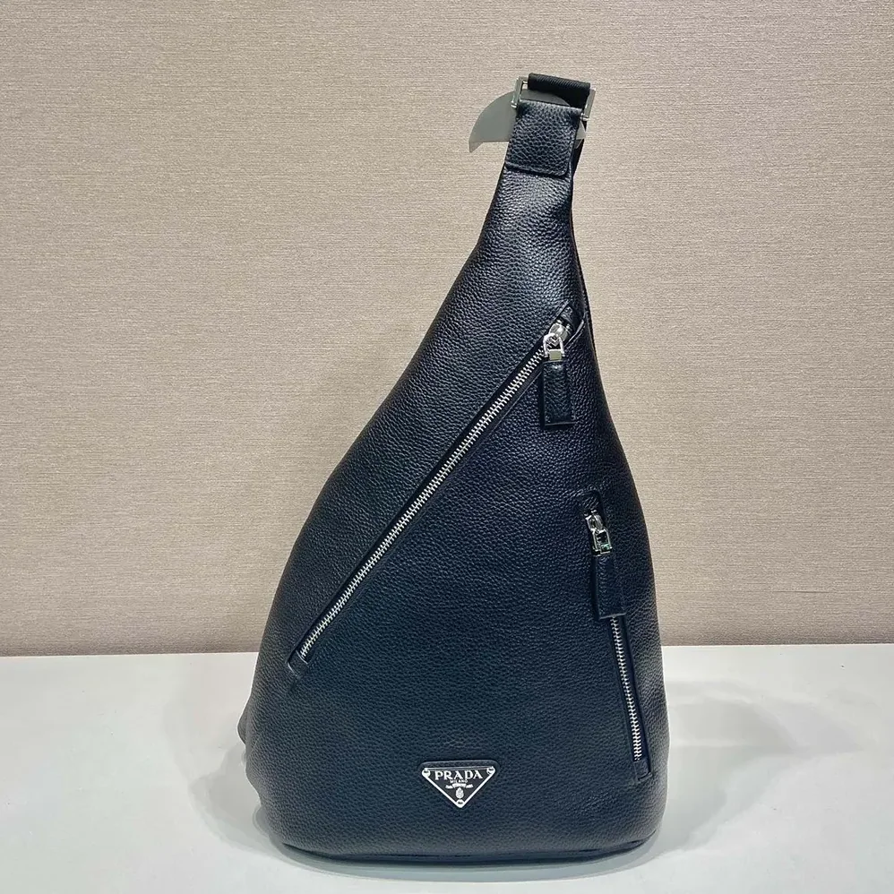 Prada Cross Leather Bag for Men in Black