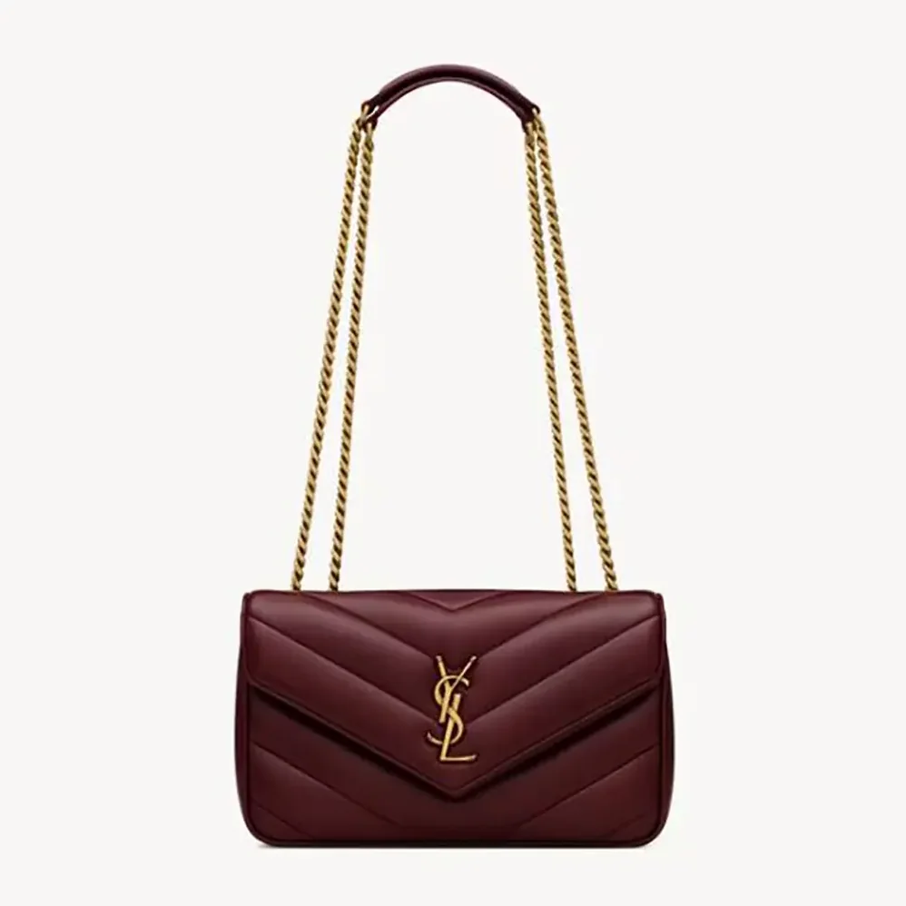 Saint Laurent YSL Loulou Small in Matelasse Lambskin for Women in Bordeaux