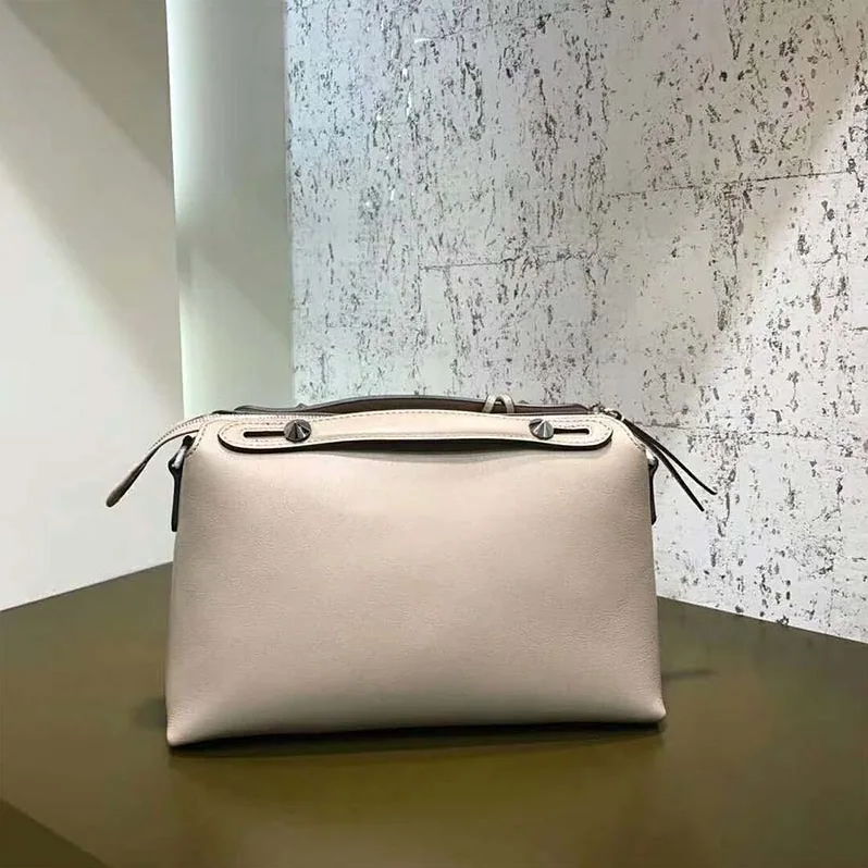 Fendi Large By the Way Boston Bag in Beige Leather for Women Fendi Large By the Way Boston Bag in Beige Leather for Women