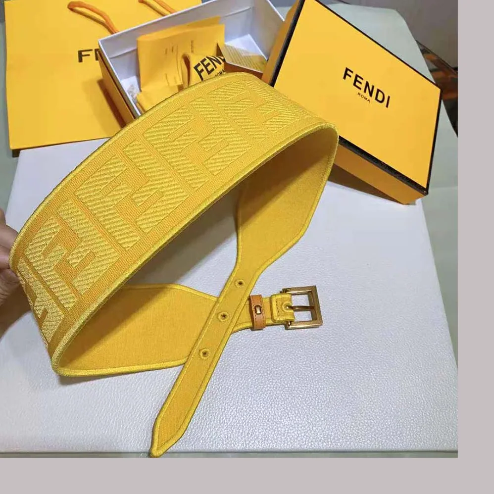 Fendi Canvas High Waist Belt 6 cm for Women in Yellow Fendi Canvas High Waist Belt 6 cm for Women in Yellow