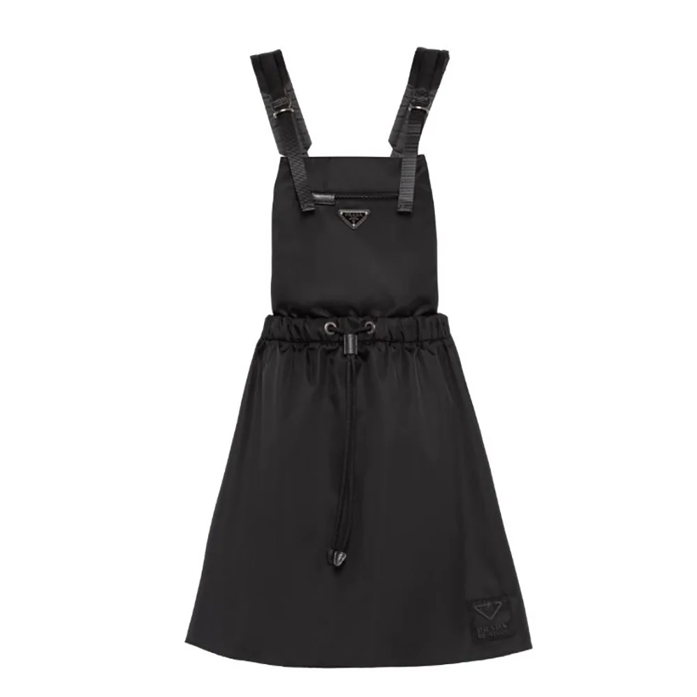 Prada Re-Nylon Gabardine Pinafore Dress for Women in Black Prada Re-Nylon Gabardine Pinafore Dress for Women in Black