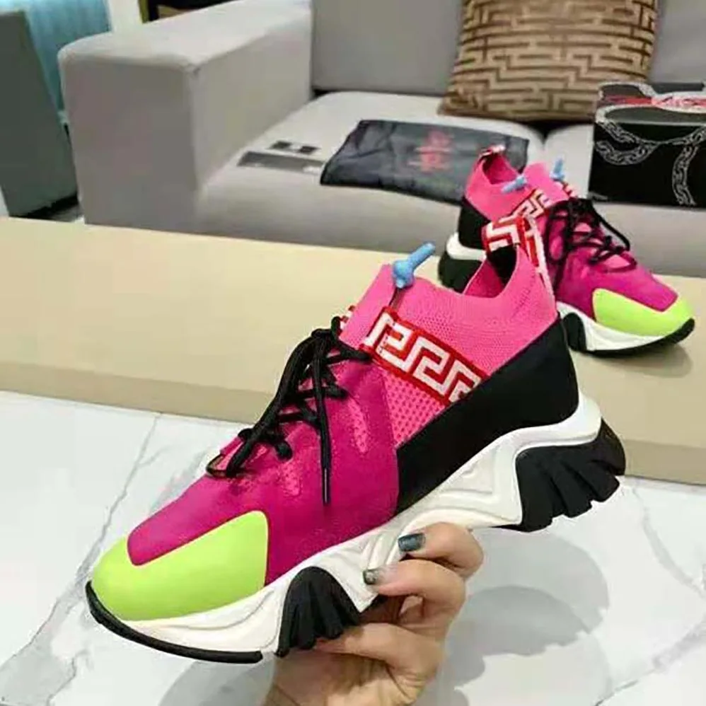 Versace Squalo Knit Sneakers for Women in Rose