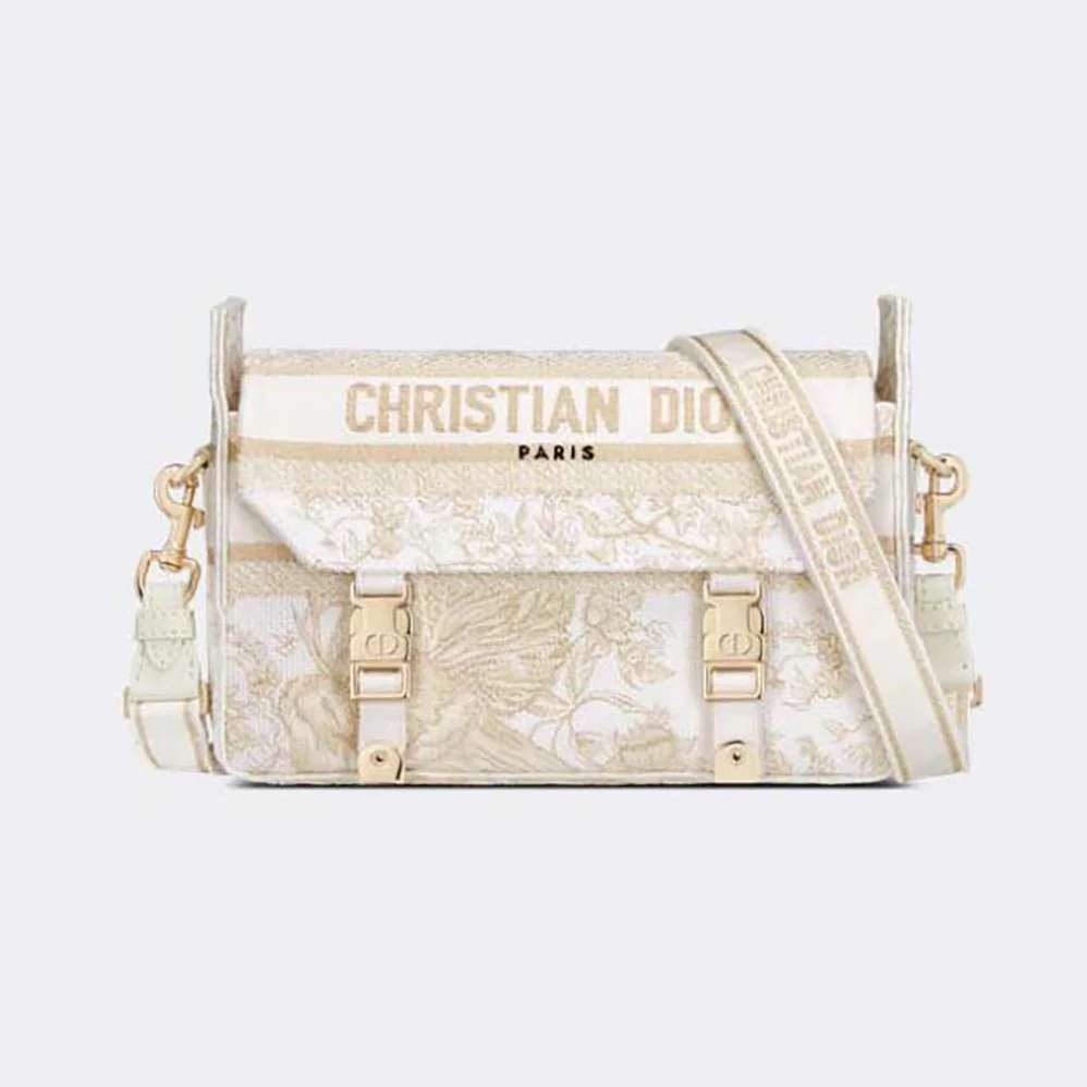 Dior Small Diorcamp Bag Dior Jardin d'Hiver Embroidery with Gold for Women in Tone Metallic Thread