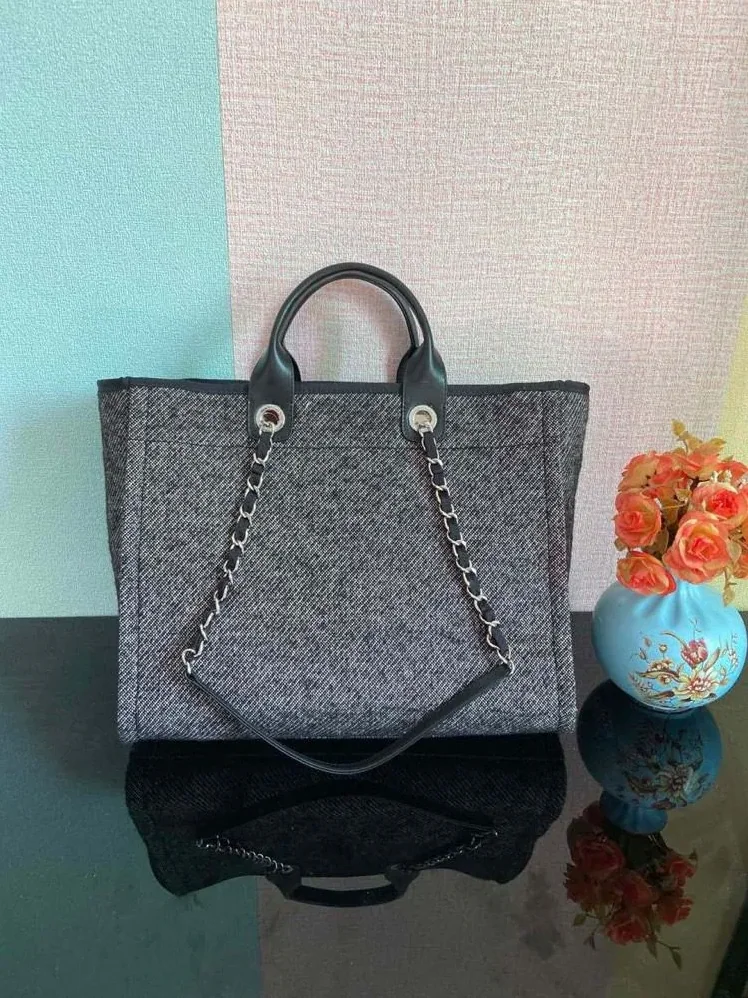 Chanel Shopping Large Tote Bag in Grey Silver Hardware