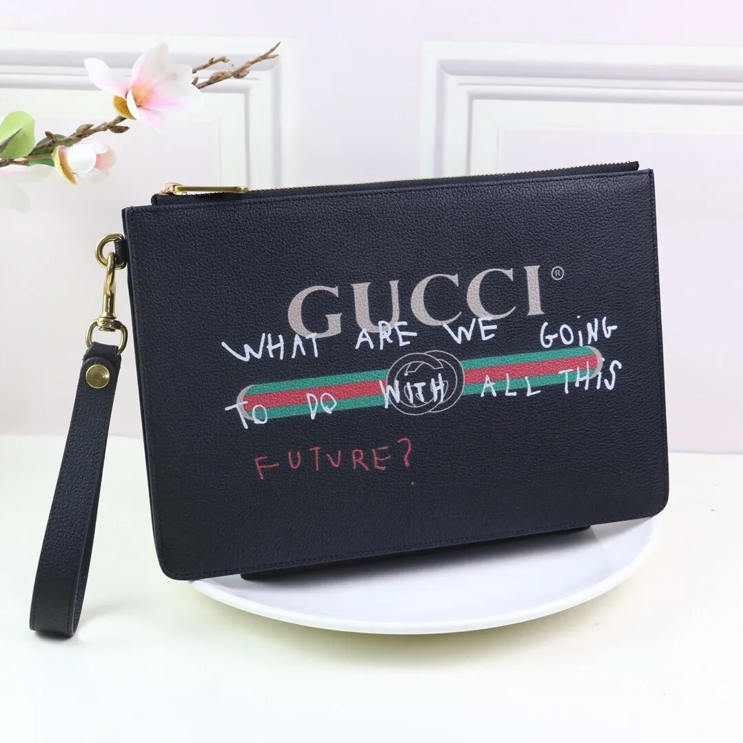 Gucci Printed Pouch Black , Pouch / for Men