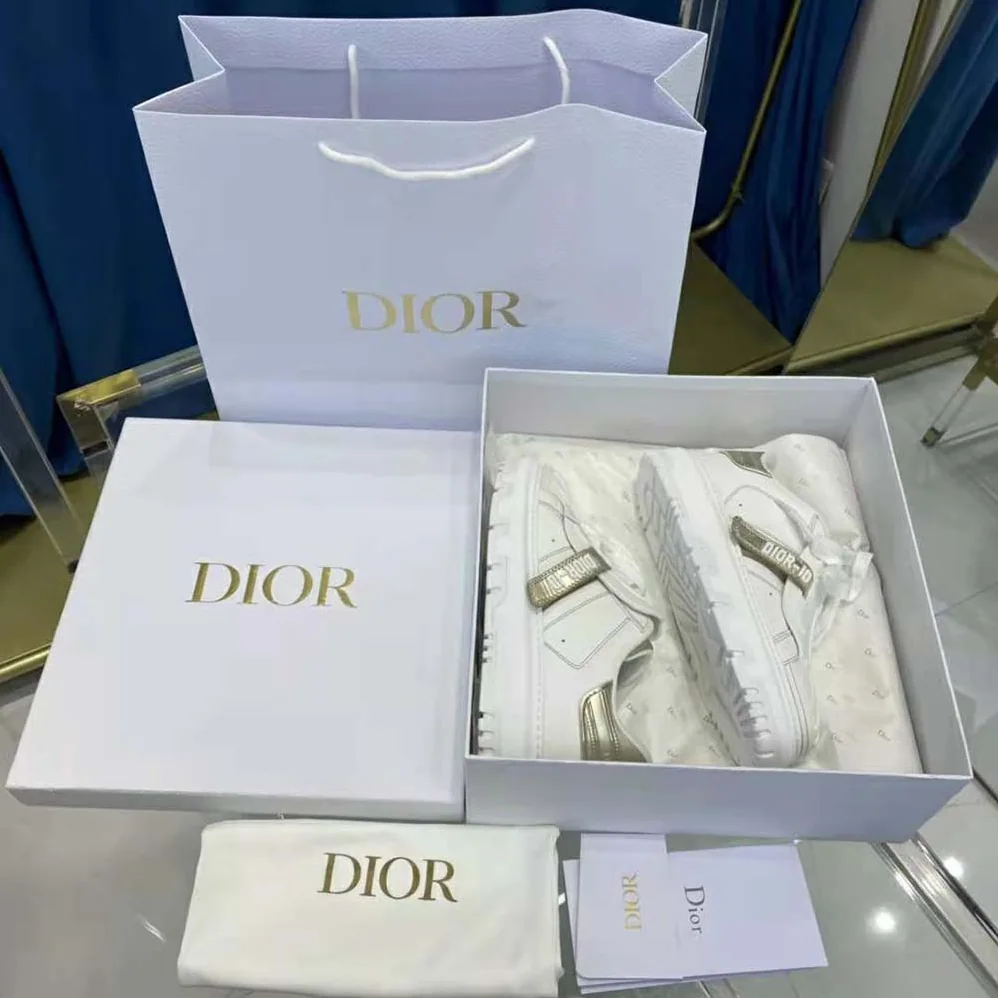 Dior Dior-id Sneaker White Calfskin and Gold for Women in Tone Laminate