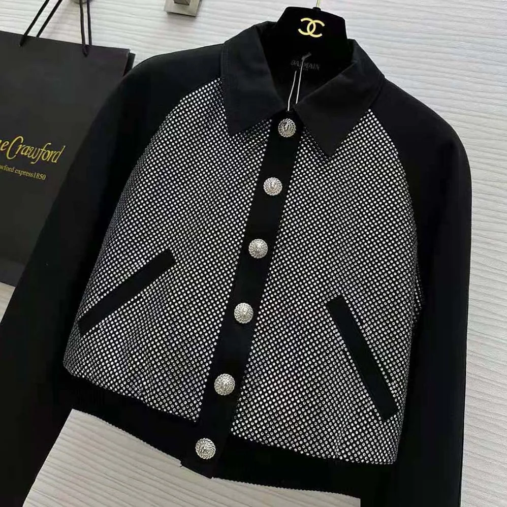 Balmain Cropped Balmain Jacket with Rhinestones for Women