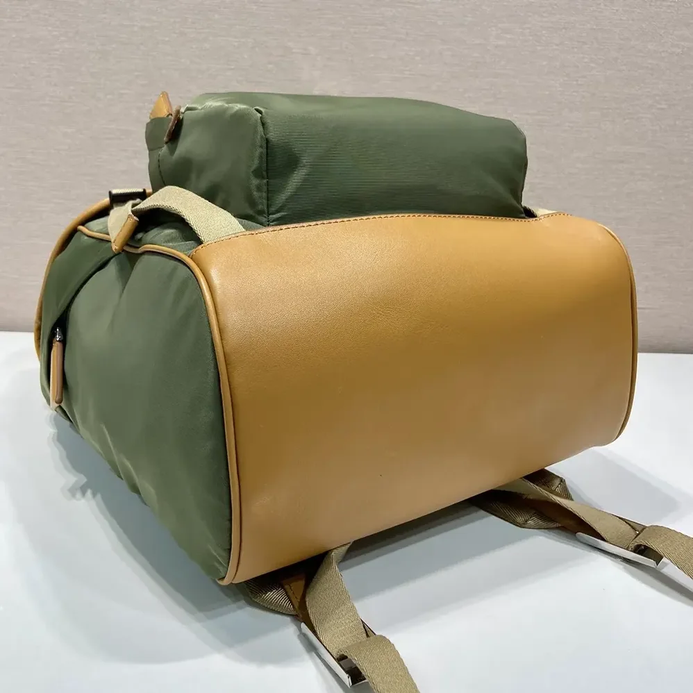 Prada Re-Nylon and Leather Backpack for Men in Dark Green Prada Re-Nylon and Leather Backpack for Men in Dark Green