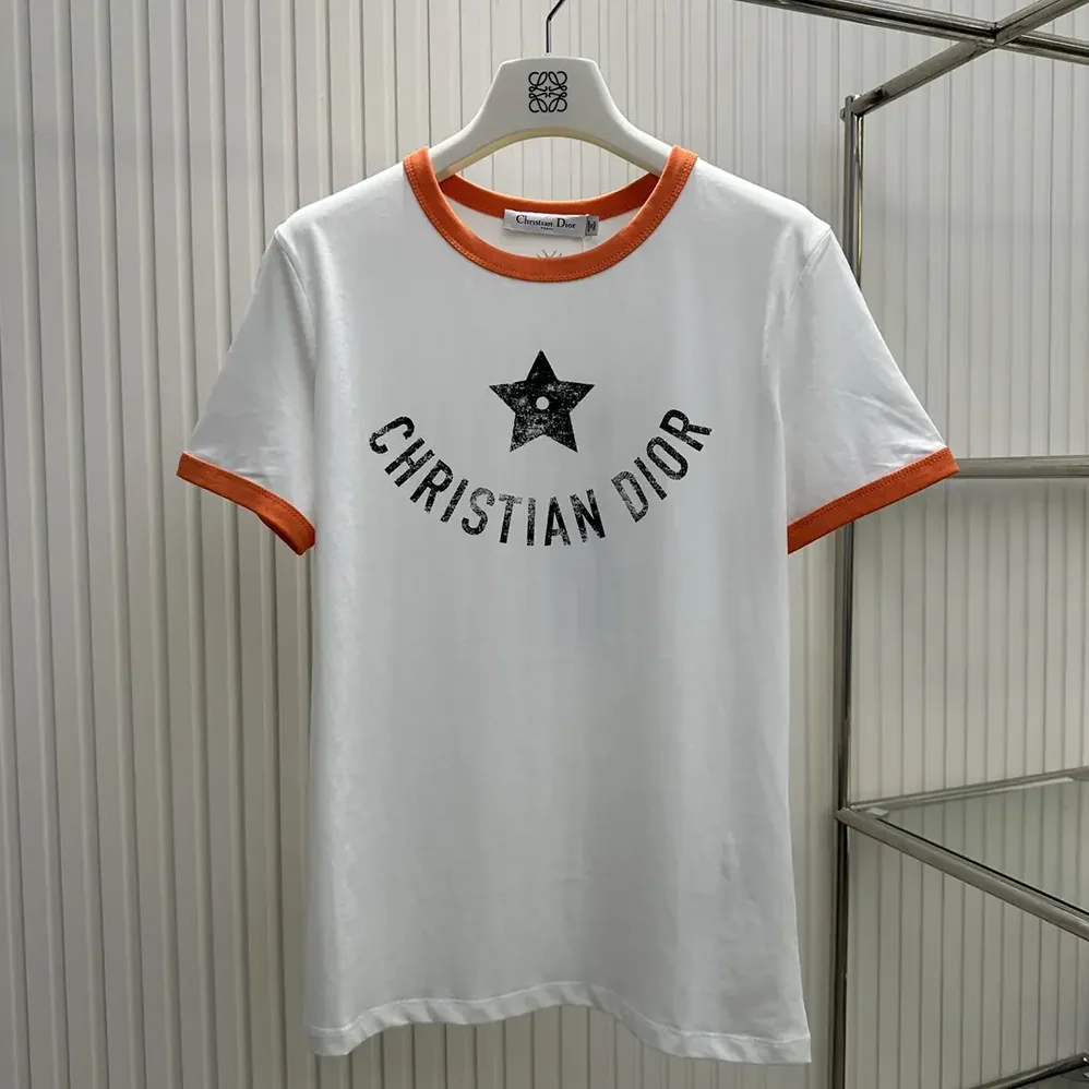 Dior Dioriviera T-Shirt Ecru and Coral Cotton Jersey for Men