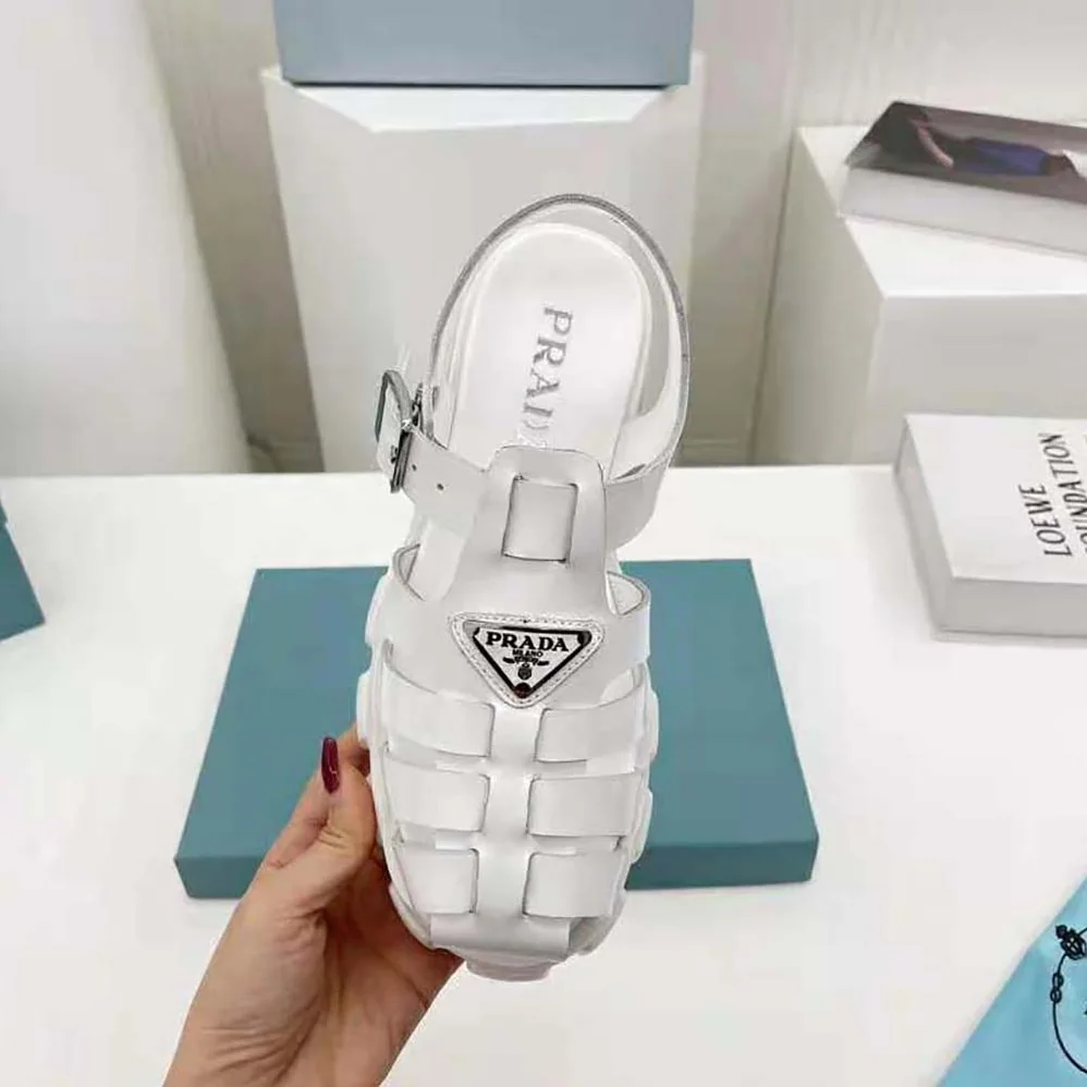 Prada Foam Rubber Sandals in 55 mm Heel Height for Women in White