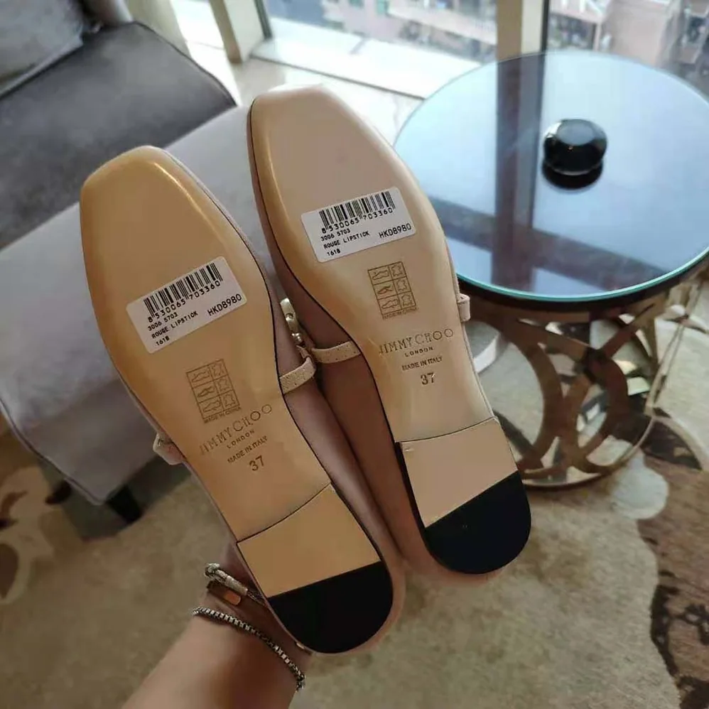 Jimmy Choo Ade Flat Ballet Pink Suede Flats with Pearl Embellishment for Women Jimmy Choo Ade Flat Ballet Pink Suede Flats with Pearl Embellishment for Women