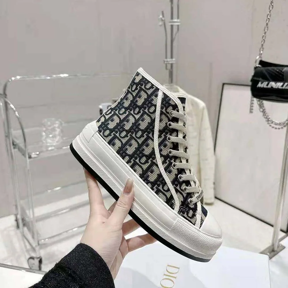 Dior Walk'N'Dior High-Top Platform Sneaker Deep Blue Dior Oblique Embroidered Cotton for Women Dior Walk'N'Dior High-Top Platform Sneaker Deep Blue Dior Oblique Embroidered Cotton for Women