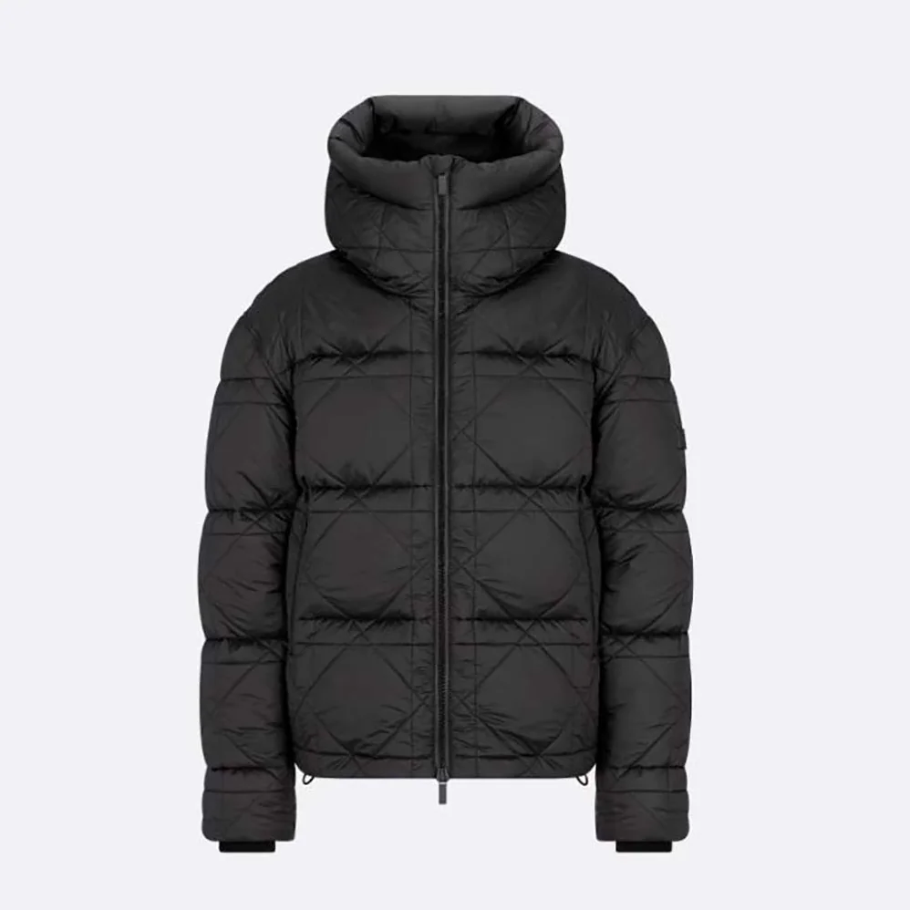 Dior Cannage Hooded Down Jacket Black Technical Fabric for Women Dior Cannage Hooded Down Jacket Black Technical Fabric for Women