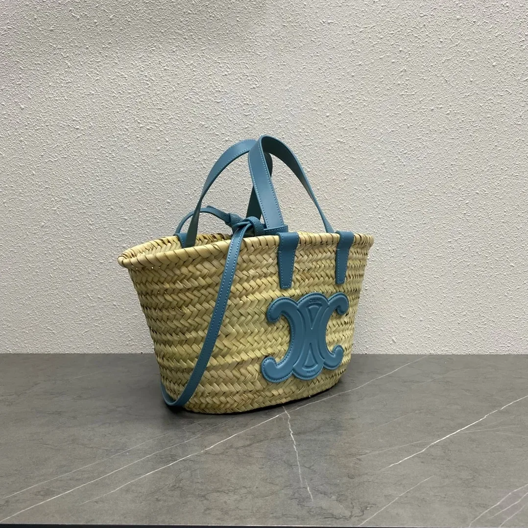 Celine Teen Triomphe Celine Classic Panier In Palm Leaves And Lizard Blue / Celine Teen Triomphe Celine Classic Panier In Palm Leaves And Lizard Blue /