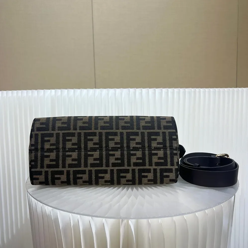 Fendi By The Way Soft Medium Brown FF Jacquard Fabric Bag for Unisex
