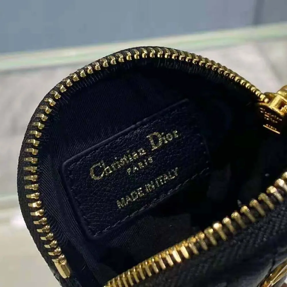 Dior Detachable Dior Caro Round Coin Purse for Women in Black Dior Detachable Dior Caro Round Coin Purse for Women in Black