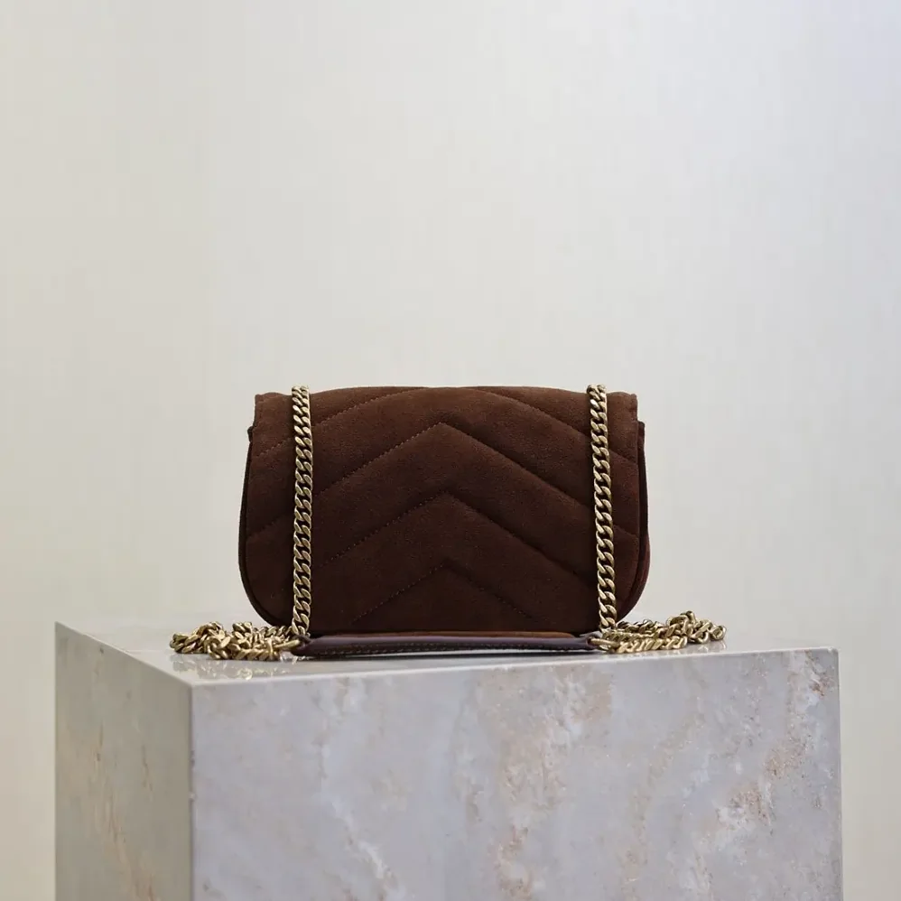 Saint Laurent YSL Loulou Mini In Suede for Women in Brown Saint Laurent YSL Loulou Mini In Suede for Women in Brown