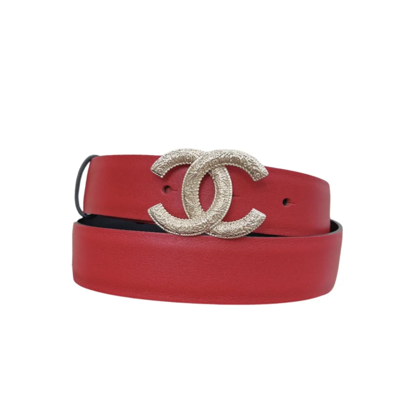 Chanel Attach Stone Metal CC Belt Red Chanel Attach Stone Metal CC Belt Red