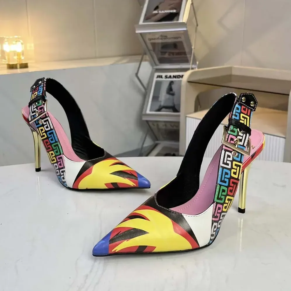 Balmain Heeled Ruby Slingbacks in Printed Satin for Women
