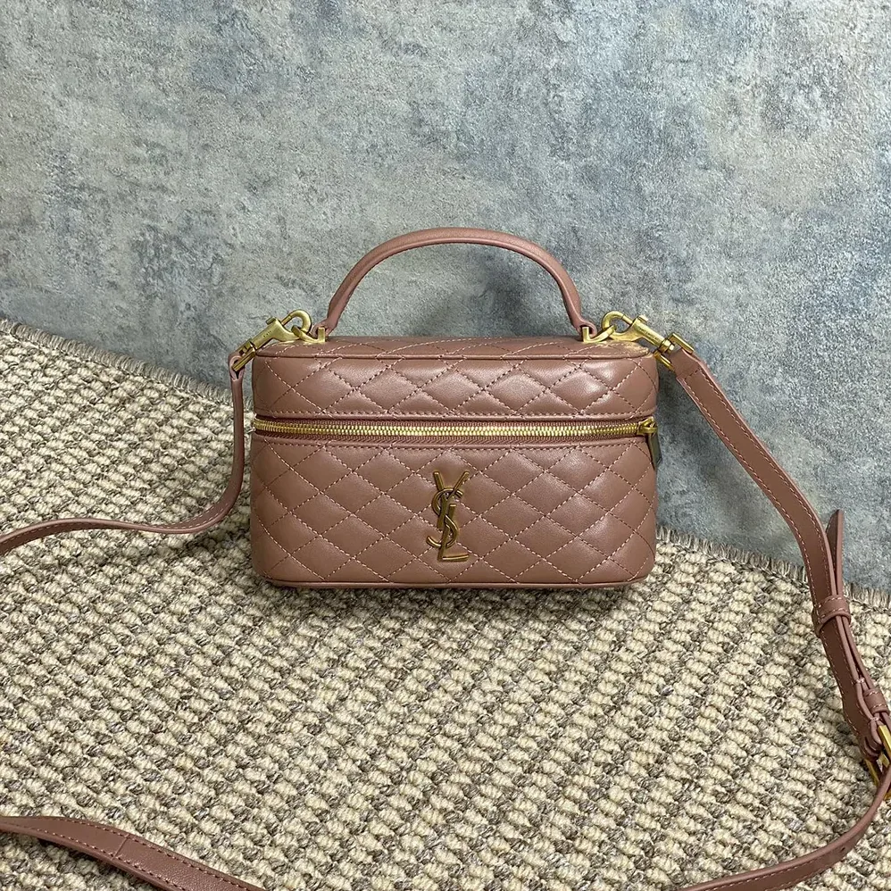 Saint Laurent YSL Gaby Vanity Bag In Lambskin for Women in Pink Saint Laurent YSL Gaby Vanity Bag In Lambskin for Women in Pink