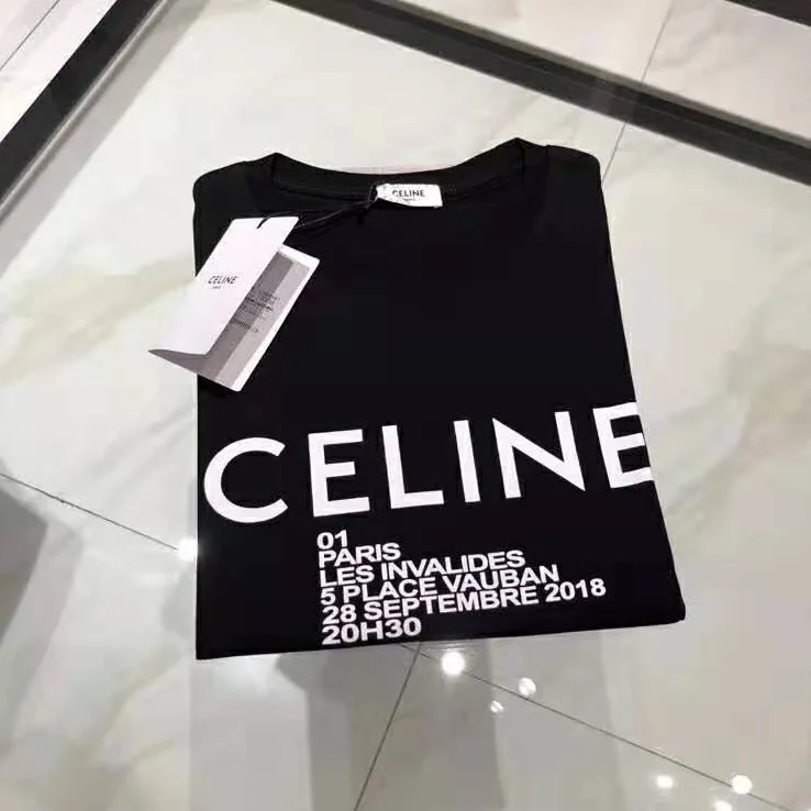 Celine Crew Neck Classic T-Shirt Celine Printed Jersey for Women in Black Celine Crew Neck Classic T-Shirt Celine Printed Jersey for Women in Black