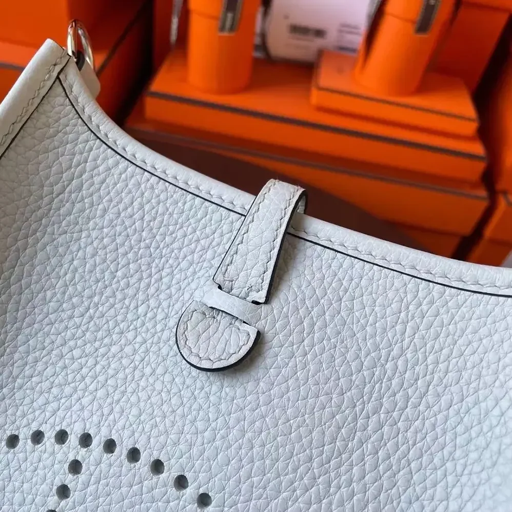 Hermes Evelyne 16 Amazone in Clemence Leather for Women in Light Blue/Silver Hermes Evelyne 16 Amazone in Clemence Leather for Women in Light Blue/Silver