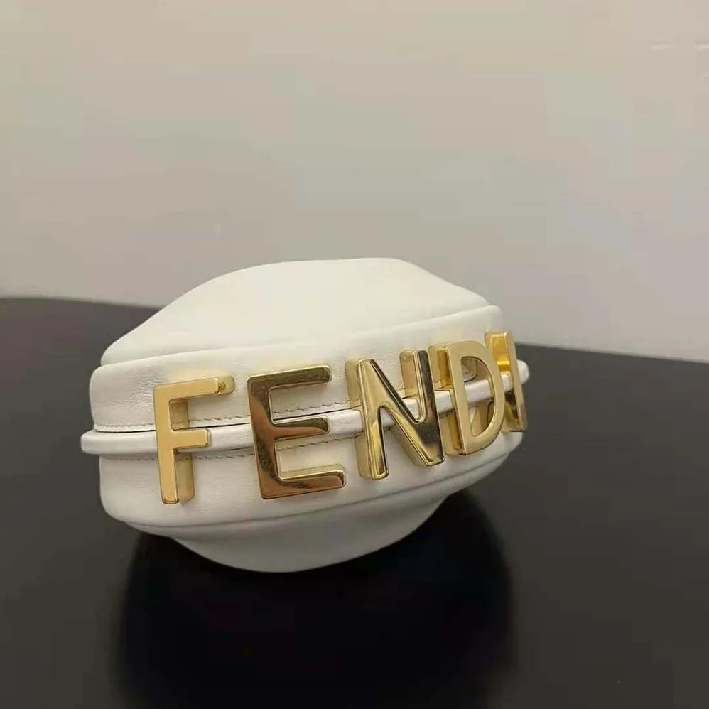 Fendi Nano Fendigraphy White Leather Charm for Women