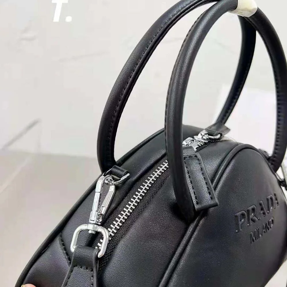 Prada Leather Prada Triangle Bag for Women in Black Prada Leather Prada Triangle Bag for Women in Black