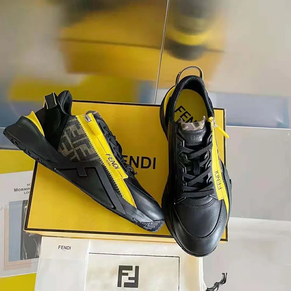 Fendi Flow Black Leather Low for Men in Tops Fendi Flow Black Leather Low for Men in Tops