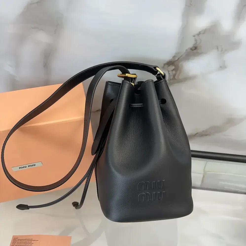 Miu Miu Leather Bucket Bag-Black 5BE090_2CRM_F0002_V_OOO for Women Miu Miu Leather Bucket Bag-Black 5BE090_2CRM_F0002_V_OOO for Women