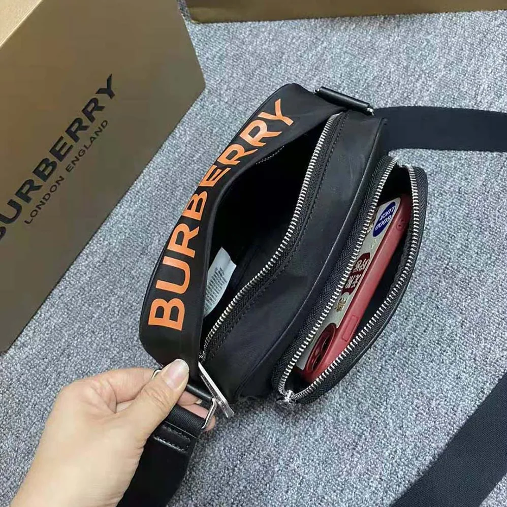 Burberry Coordinates Print Nylon Crossbody Bag for Men in Orange
