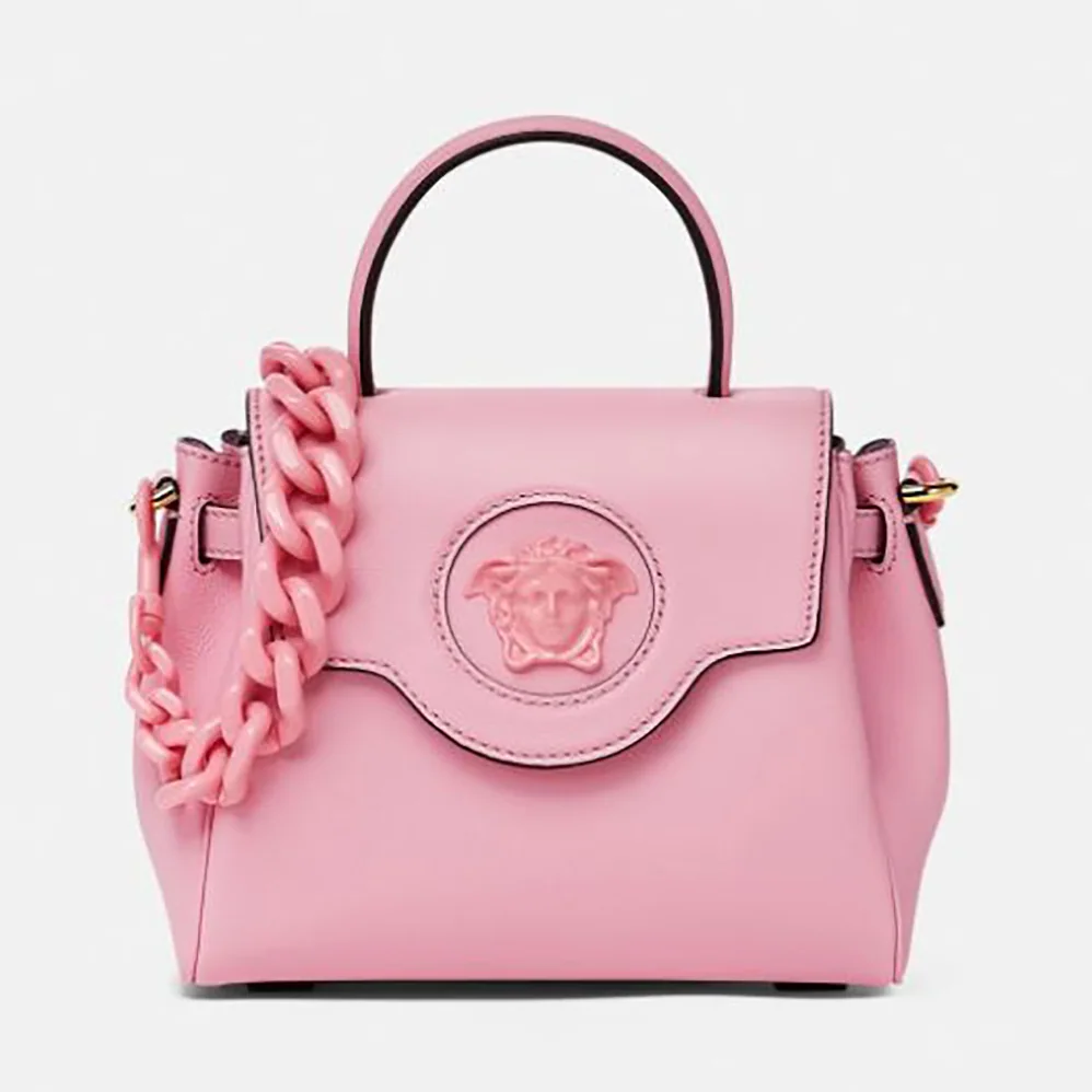 Versace La Medusa Small Handbag Crafted From Premium Leather for Women in Pink Versace La Medusa Small Handbag Crafted From Premium Leather for Women in Pink