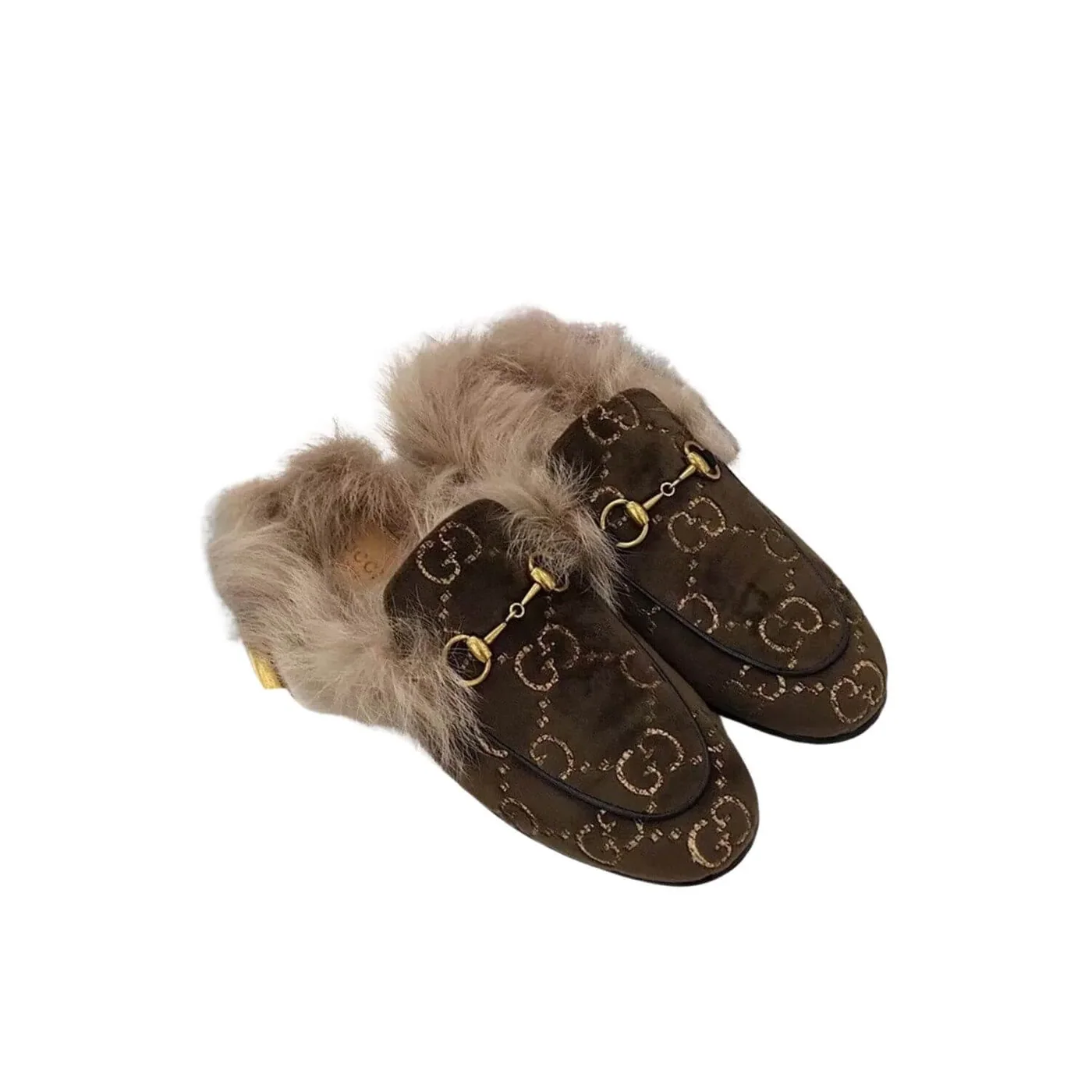 Gucci Princetown Velvet Fur Slipper Mules Calfskin Leather Pre-Fall/Winter Collection, Brown Gucci Princetown Velvet Fur Slipper Mules Calfskin Leather Pre-Fall/Winter Collection, Brown