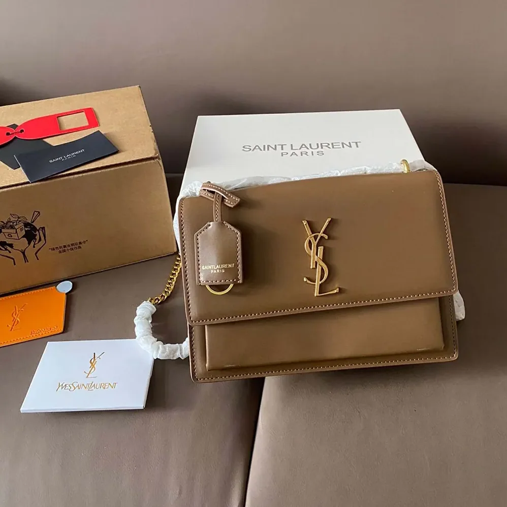 Saint Laurent YSL Sunset Medium in Smooth Leather for Women in Brown