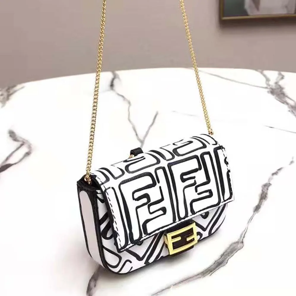 Fendi Nano Baguette Charm White Nappa Leather Charm for Women
