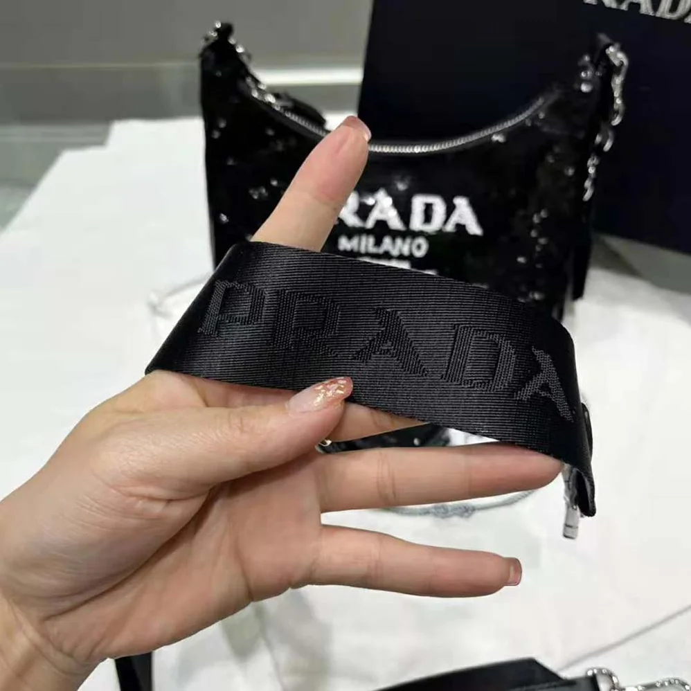 Prada Re-Edition 2000 Sequined Re-Nylon Mini-Bag for Women in Black