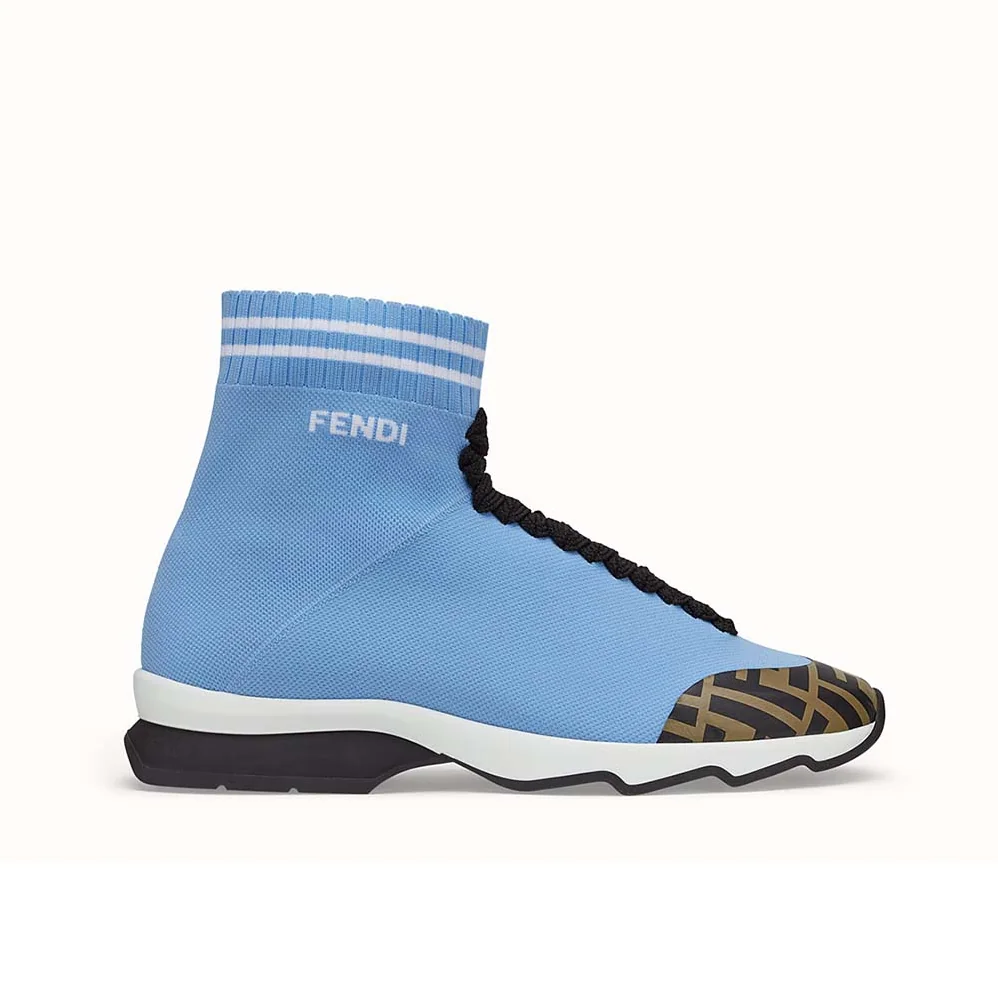 Fendi Shoes Pale Fabric Sneaker Boots for Women in Blue