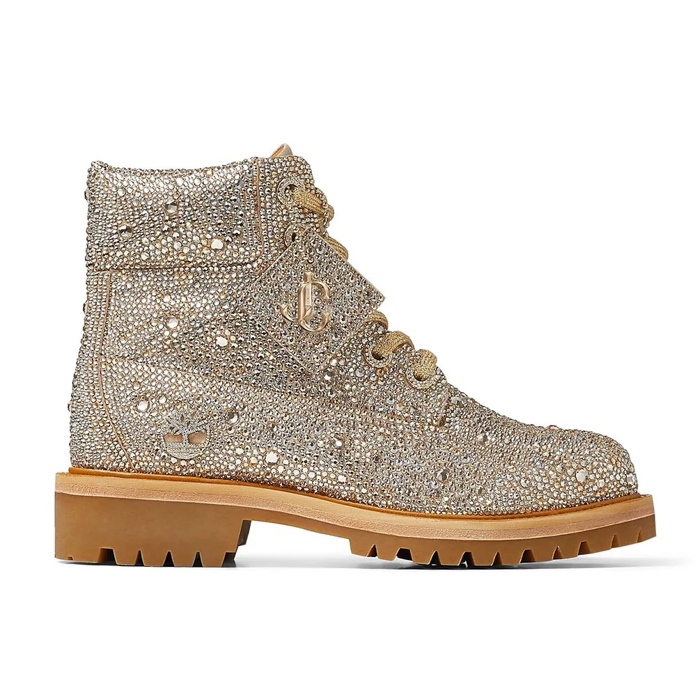 Jimmy Choo JC X Timberland/f Golden Mix Shimmer Suede Boots with Crystal Hotfix for Women Jimmy Choo JC X Timberland/f Golden Mix Shimmer Suede Boots with Crystal Hotfix for Women
